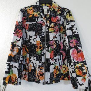 Drapers & Damons Womens Jacket Sz M Floral Zip